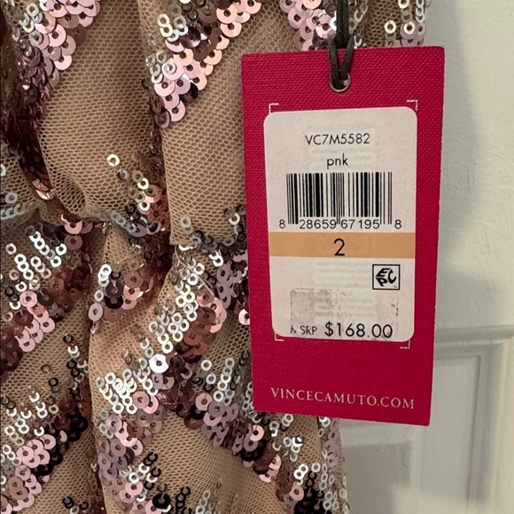 NWT Vince Camuto Blouson Sequined Halter Dress Sz 2 - Picture 7 of 7